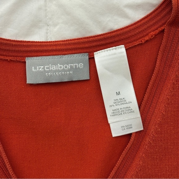 Liz Claiborne Silk Blend Sweater Vest Medium Orange - Picture 3 of 7